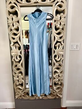 BNWT ZARA Sleeveless Blue A-Line Sleeveless Maxi Dress Small